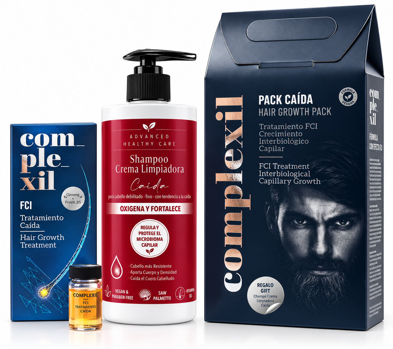 Pack Caida: FCI Ampollas 9*8ml + OBSEQUIO Crema Limpiadora Caída