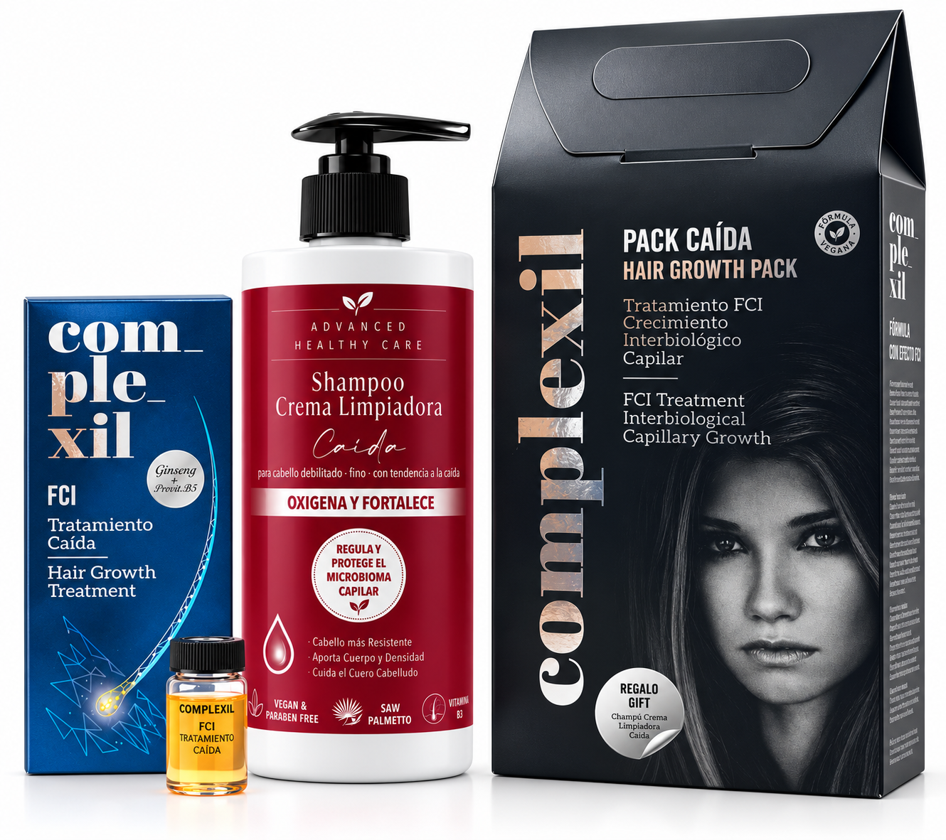 Pack Caida: FCI Ampollas 9*8ml + OBSEQUIO Crema Limpiadora Caída - Imagen 2